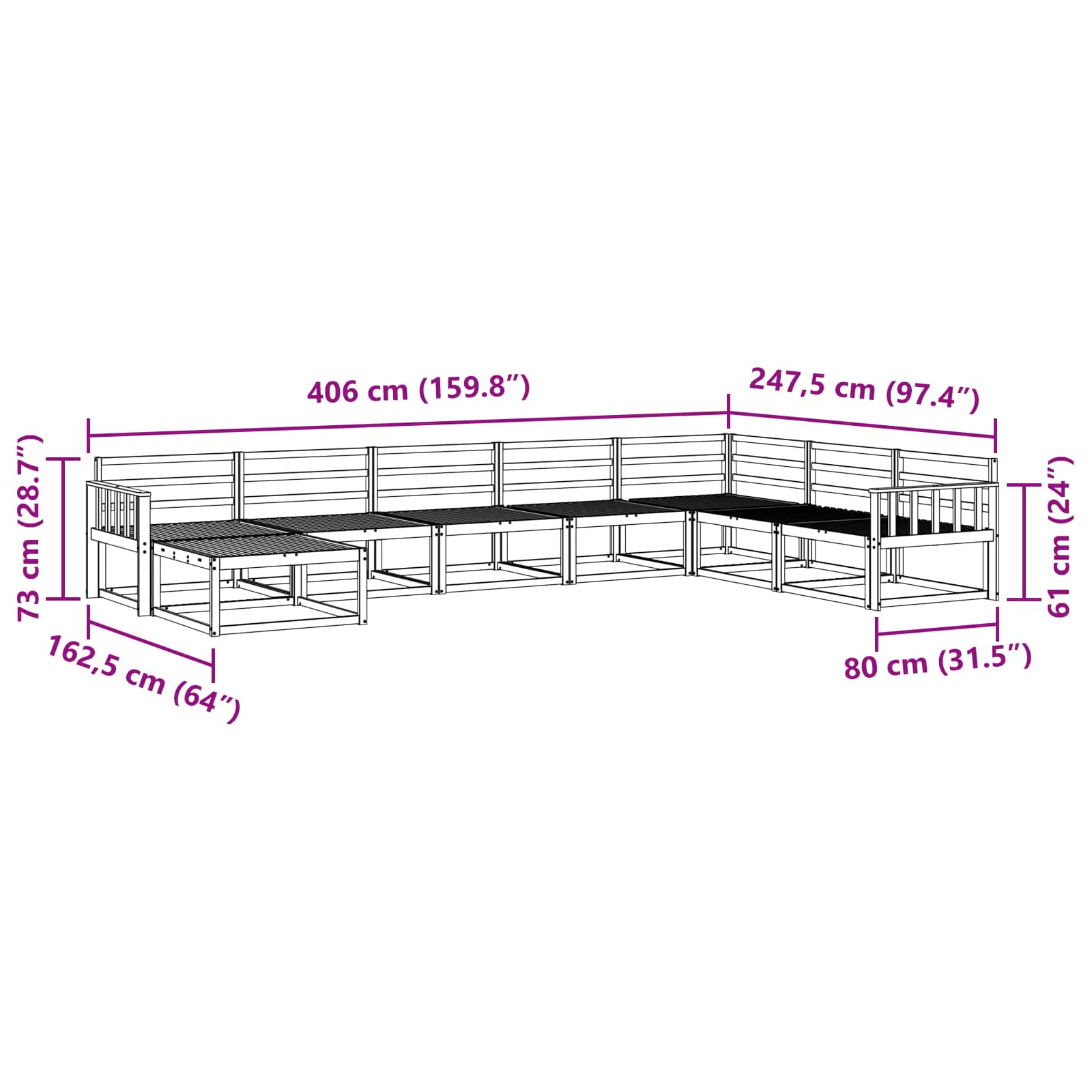 vidaXL Zestaw sof na zewnątrz 8 pcs Biały Lite Drewno Akacji