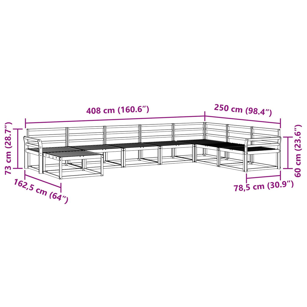 vidaXL Zestaw sof na zewnątrz 8 pcs Biały Lite Drewno Akacji