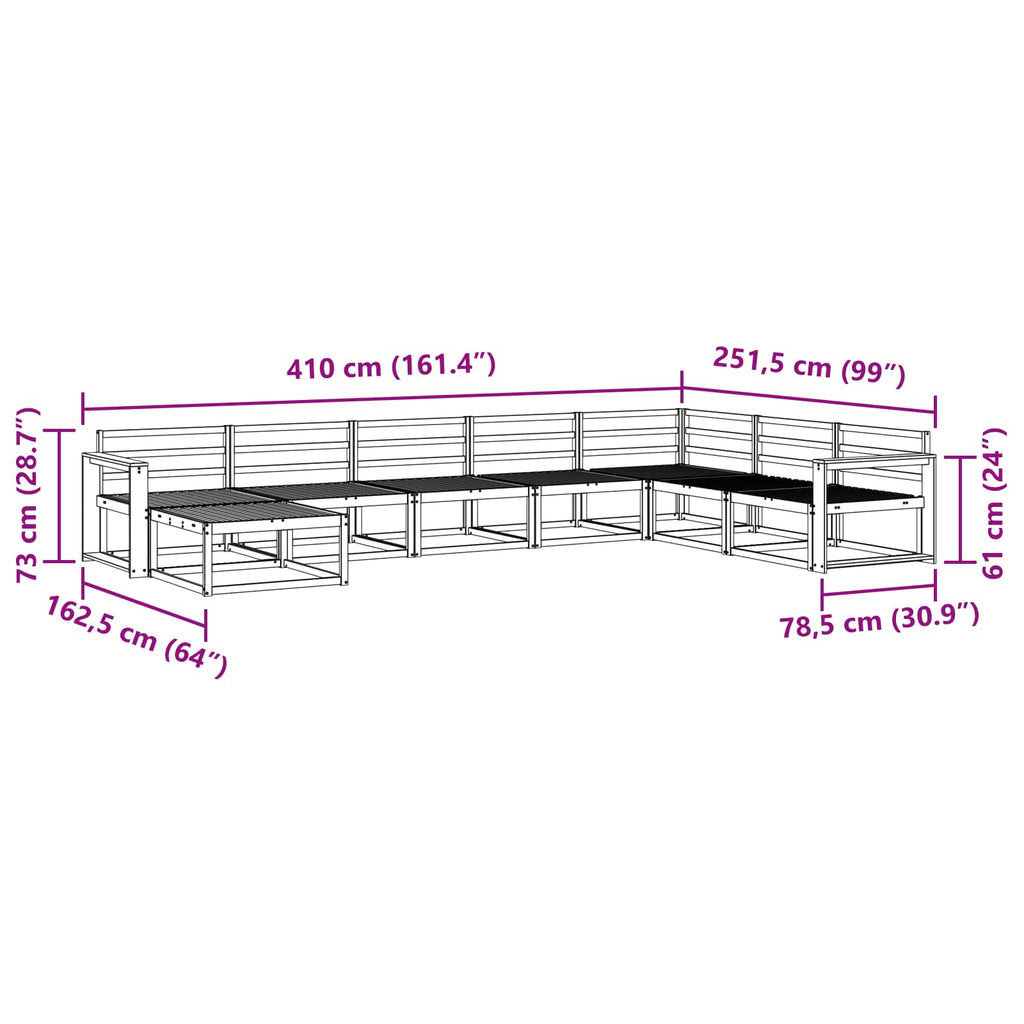 vidaXL Zestaw sof na zewnątrz 8 pcs Biały Lite Drewno Akacji