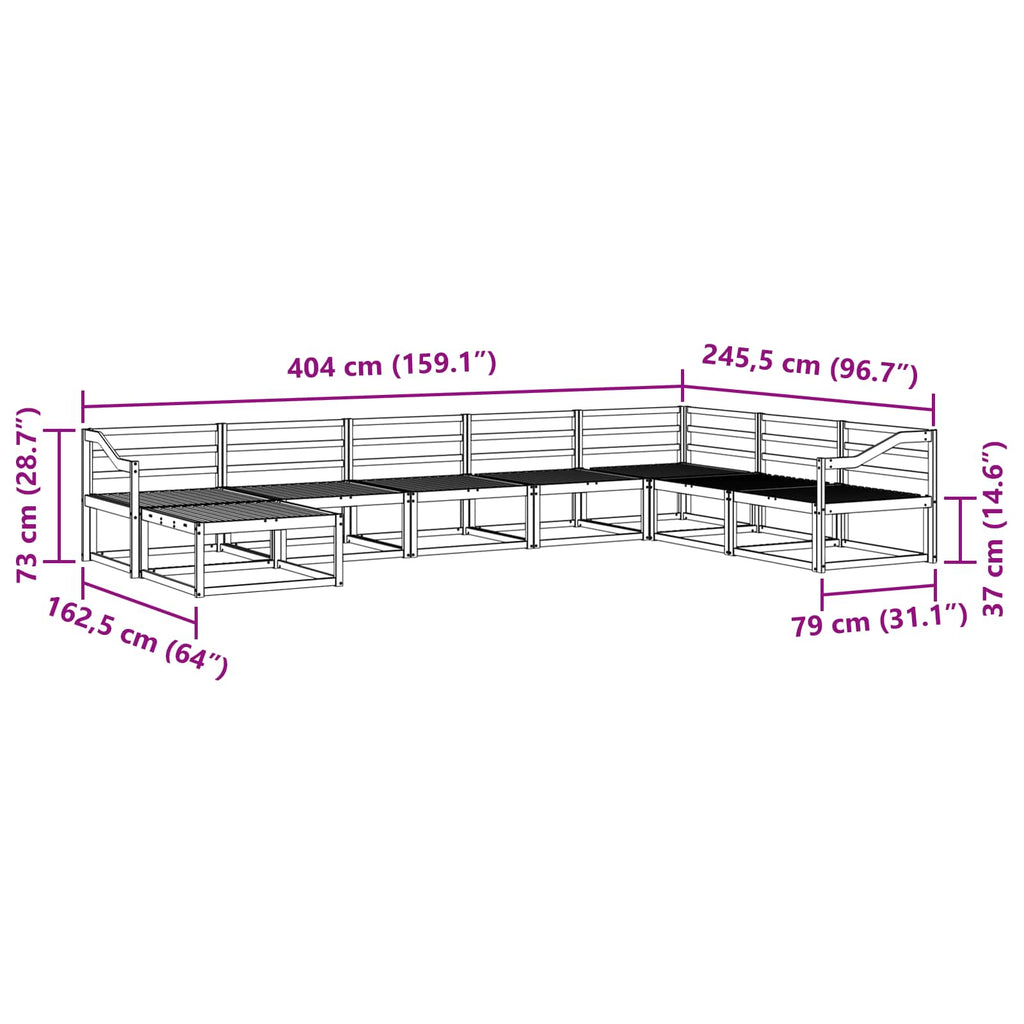 vidaXL Zestaw sof na zewnątrz 8 pcs Biały Lite Drewno Akacji