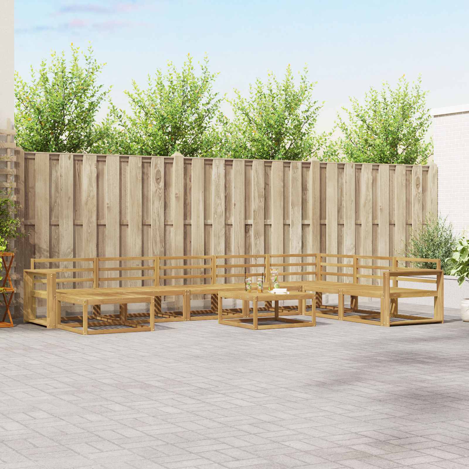 vidaXL Zestaw sof na zewnątrz 9 pcs Biały Lite Drewno Akacji