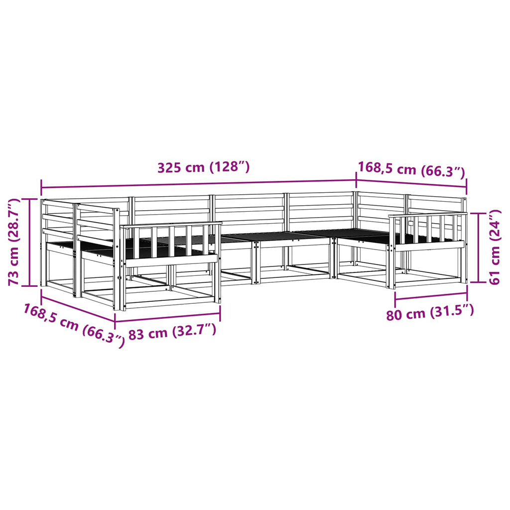vidaXL Zestaw sof na zewnątrz 6 pcs Biały Lite Drewno Akacji