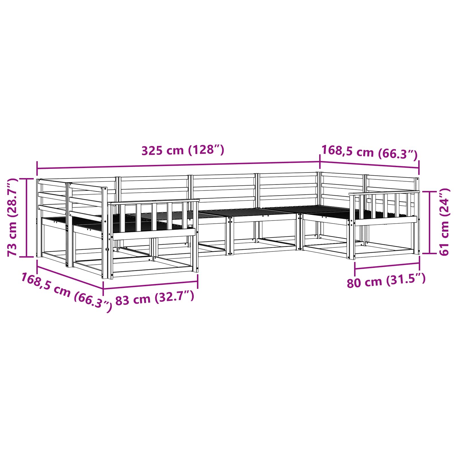 vidaXL Zestaw sof na zewnątrz 6 pcs Biały Lite Drewno Akacji