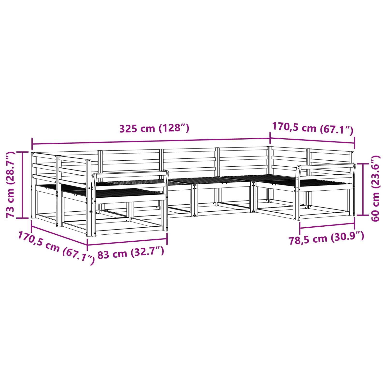 vidaXL Zestaw sof na zewnątrz 6 pcs Biały Lite Drewno Akacji