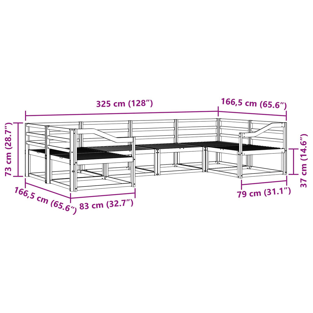 vidaXL Zestaw sof na zewnątrz 6 pcs Lite Drewno Akacji