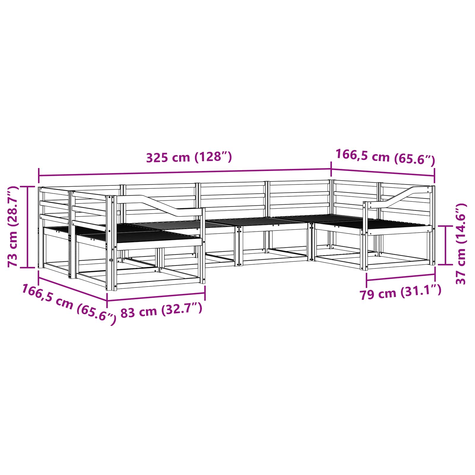 vidaXL Zestaw sof na zewnątrz 6 pcs Lite Drewno Akacji
