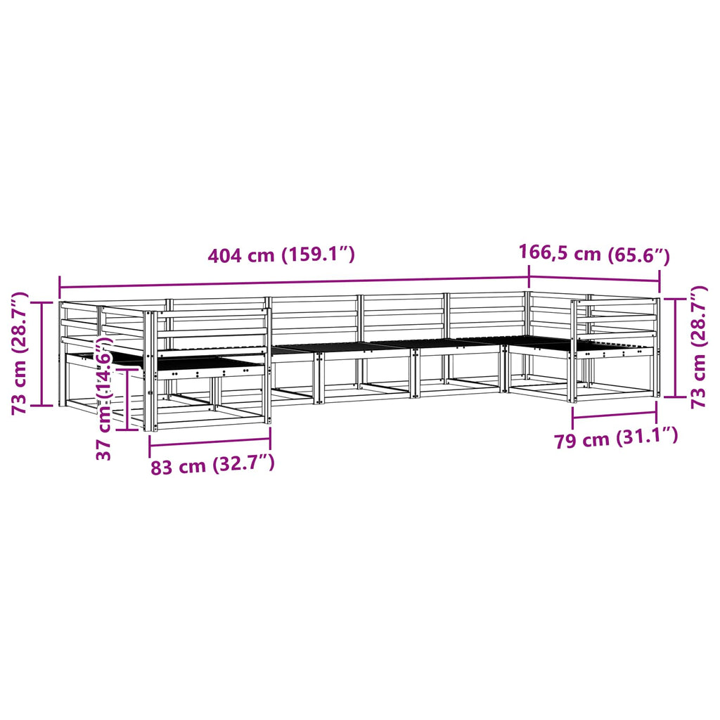 vidaXL Zestaw sof na zewnątrz 7 pcs Biały Lite Drewno Akacji