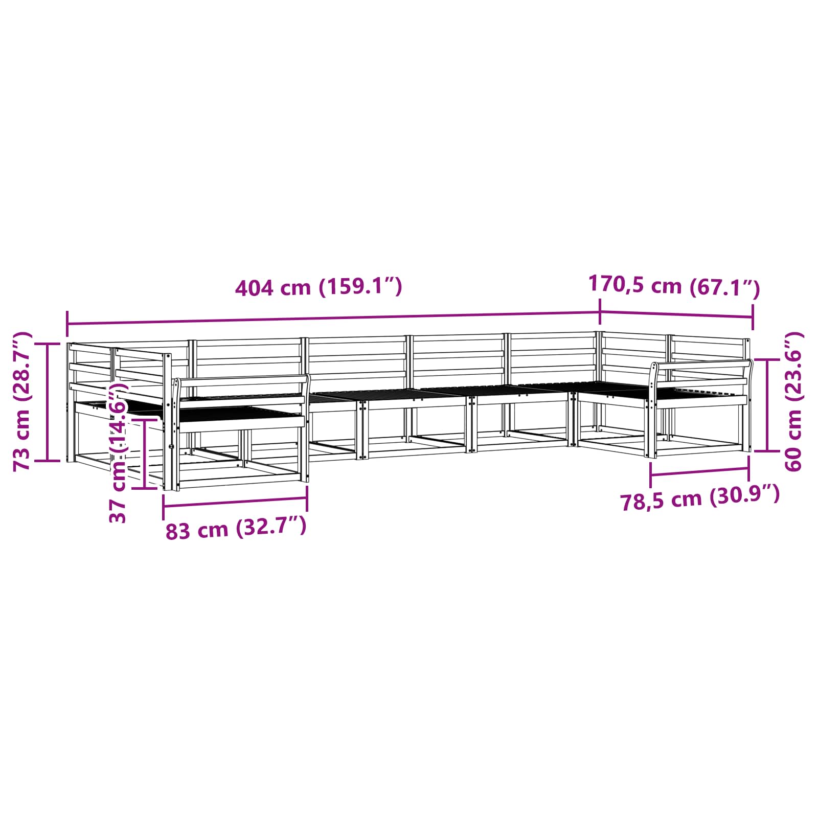 vidaXL Zestaw sof na zewnątrz 7 pcs Biały Lite Drewno Akacji