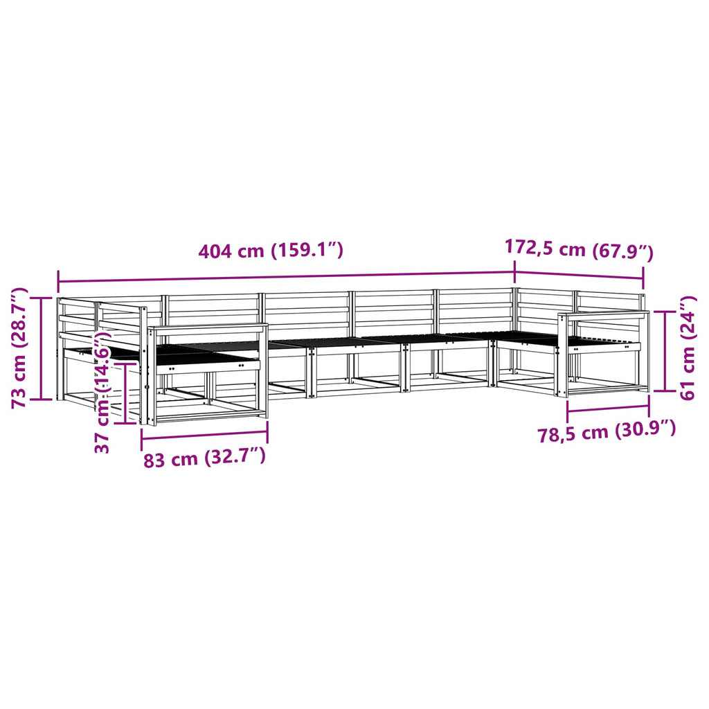 vidaXL Zestaw sof na zewnątrz 7 pcs Biały Lite Drewno Akacji