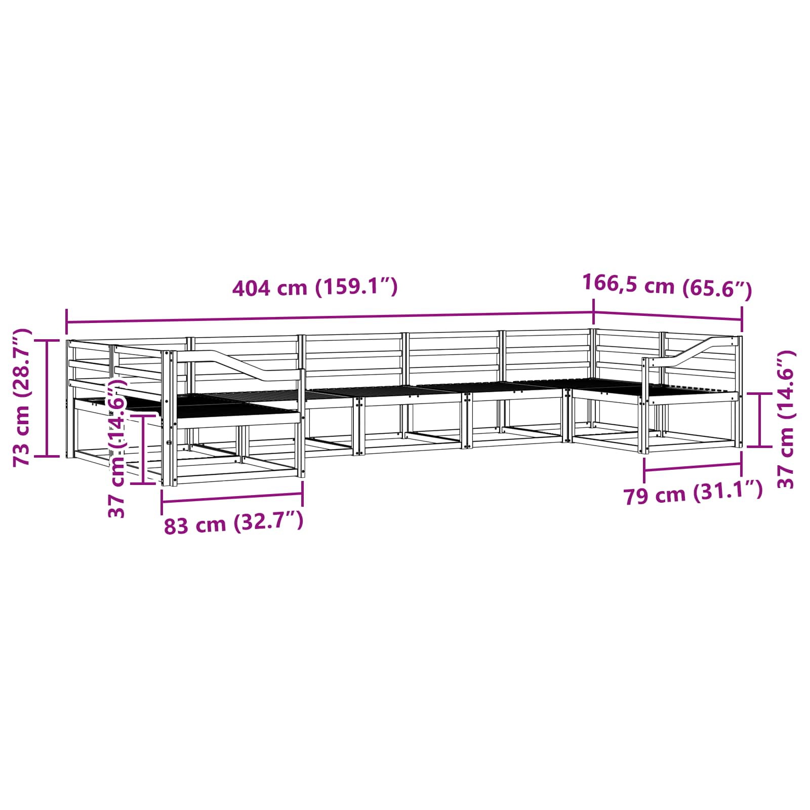 vidaXL Zestaw sof na zewnątrz 7 pcs Biały Lite Drewno Akacji