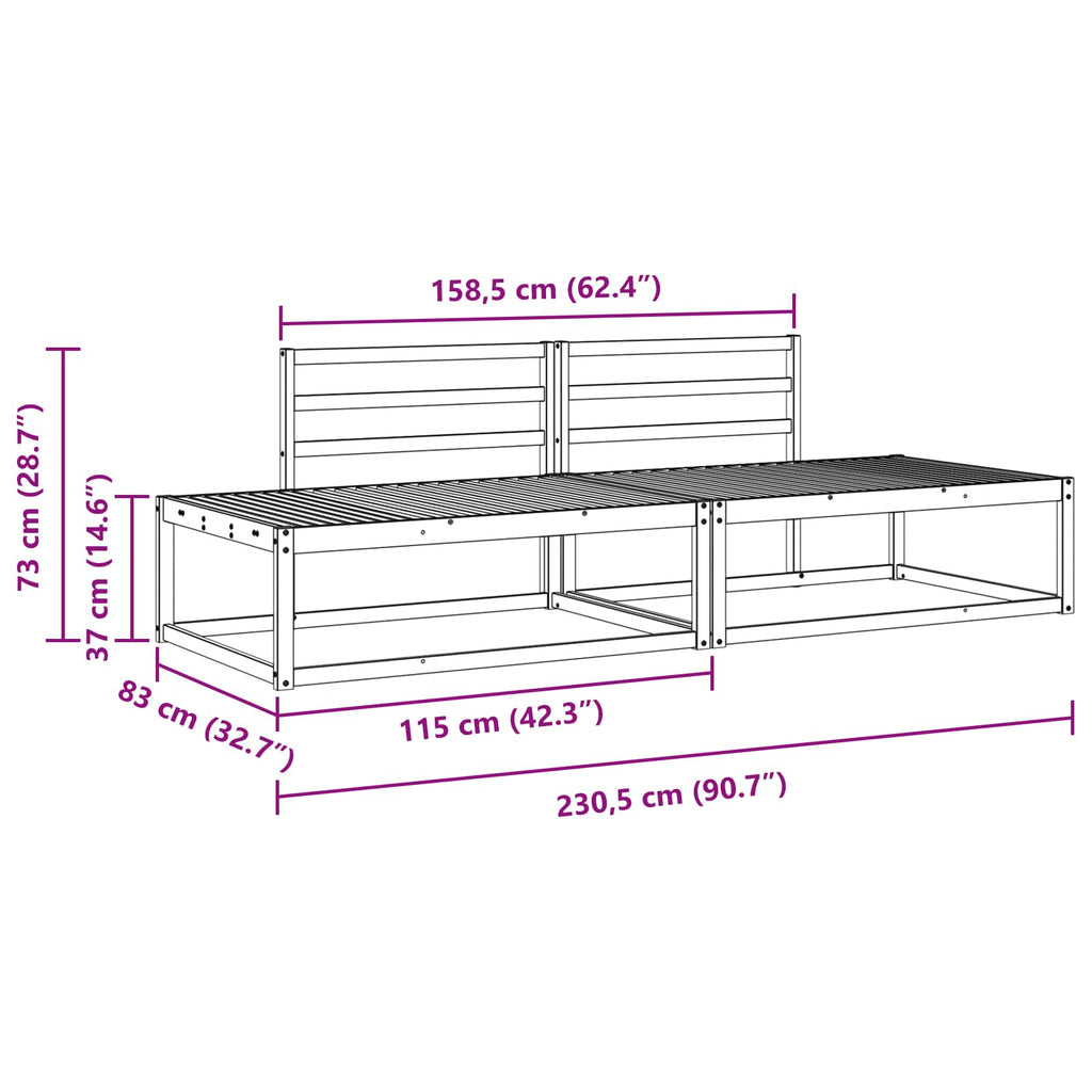vidaXL Zestaw sof na zewnątrz Biały 230,5 x 83 x 73 cm