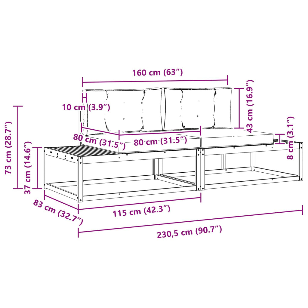 vidaXL Zestaw sof na zewnątrz Biały 230,5 x 83 x 73 cm Poliester