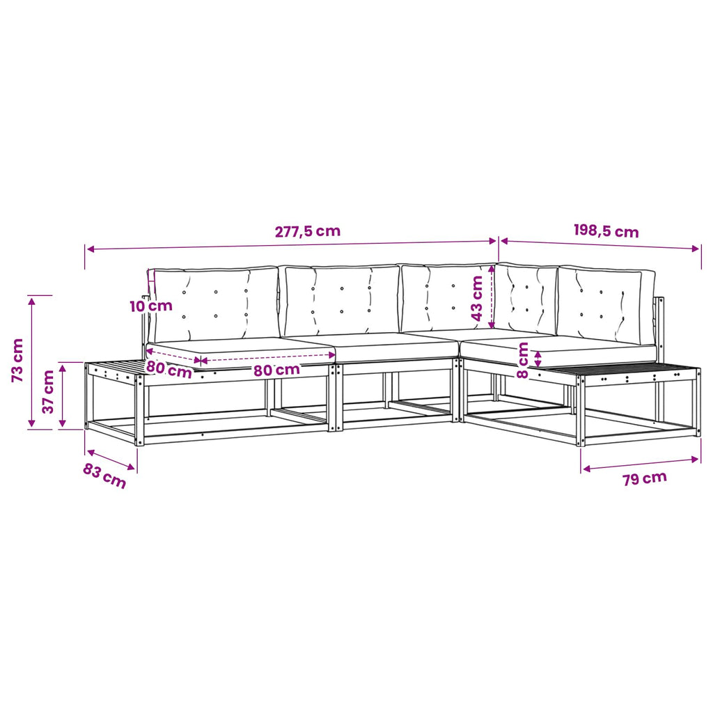 vidaXL Zestaw sof na zewnątrz Biały 277,5 x 198,5 x 73 cm Poliester
