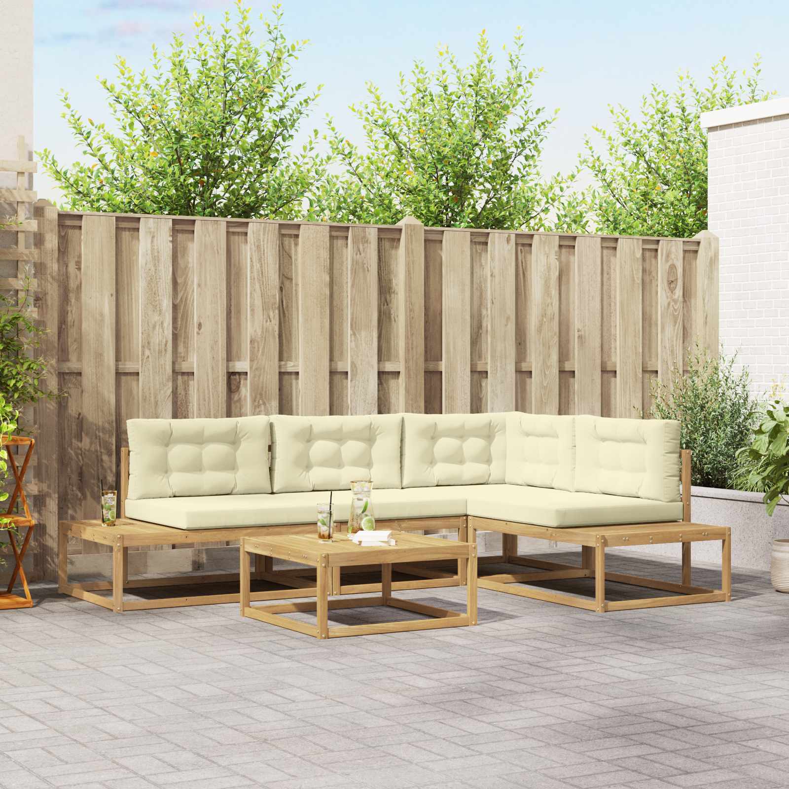 vidaXL Zestaw sof na zewnątrz Biały 79 x 79 x 37 cm Poliester