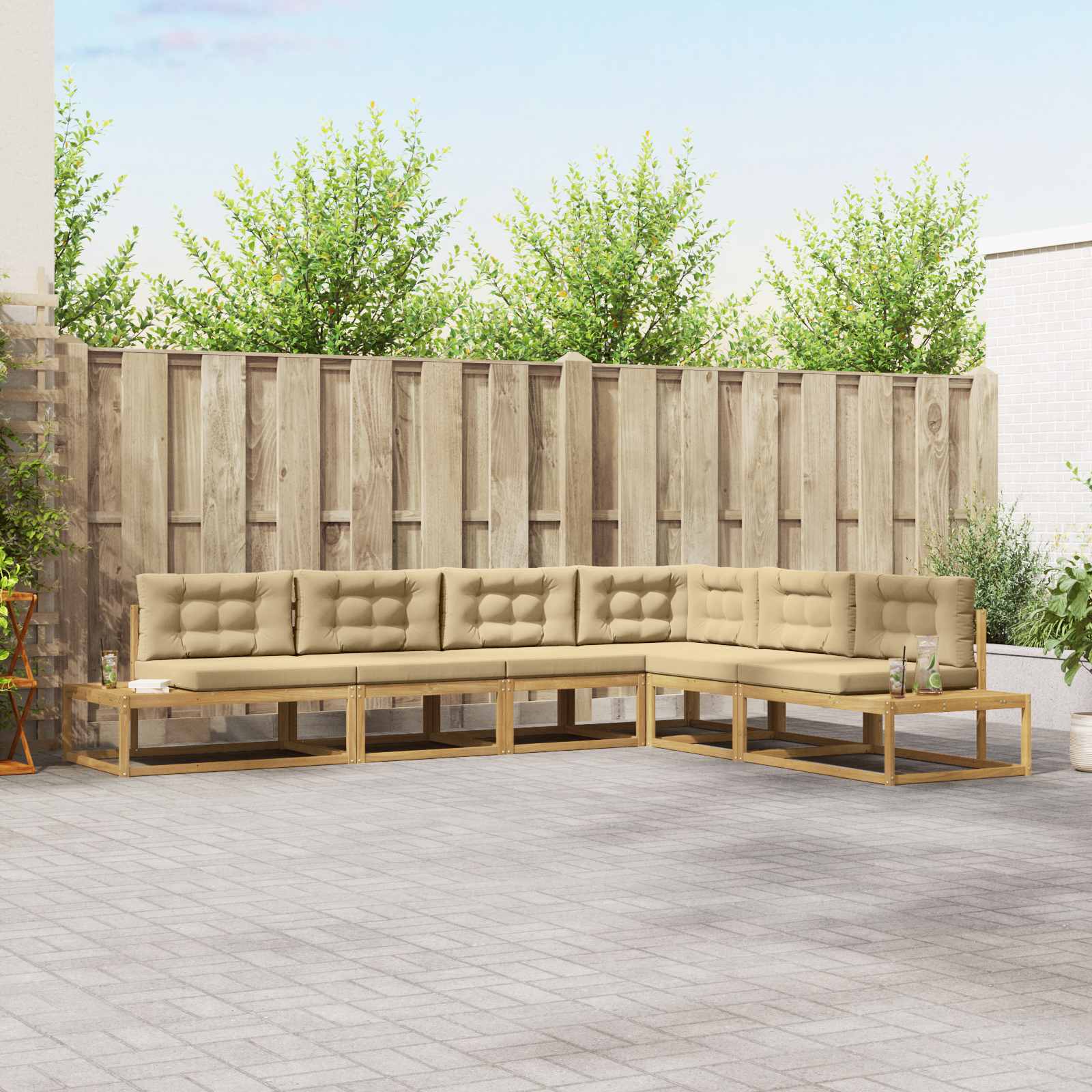 vidaXL Zestaw sof na zewnątrz Biały 357 x 198,5 x 73 cm Poliester