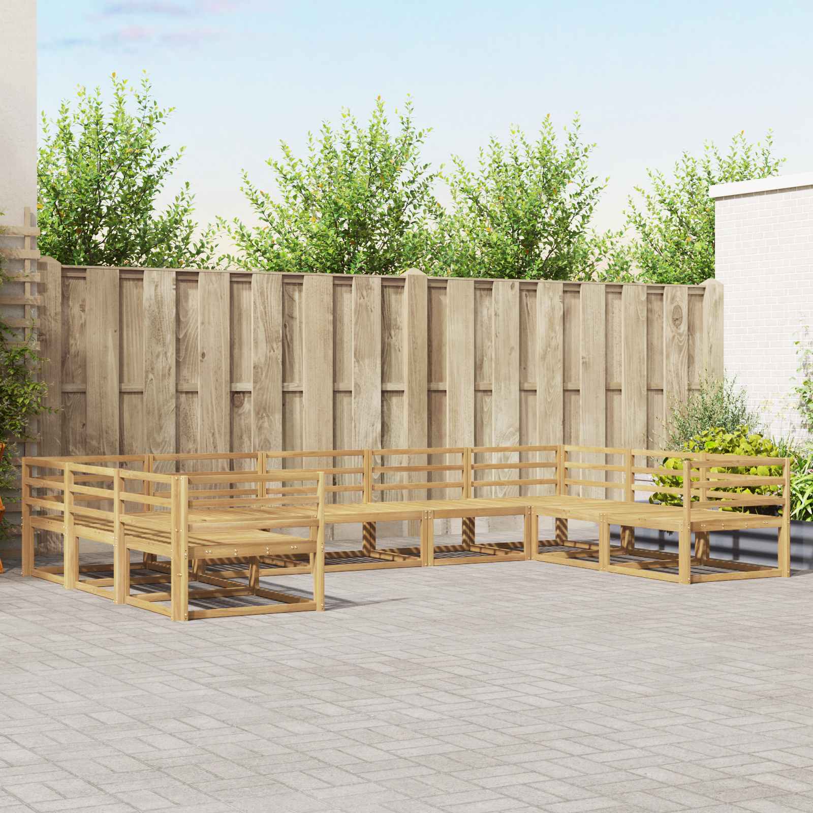 vidaXL Zestaw sof na zewnątrz 9 pcs Biały 404 x 245,5 x 73 cm