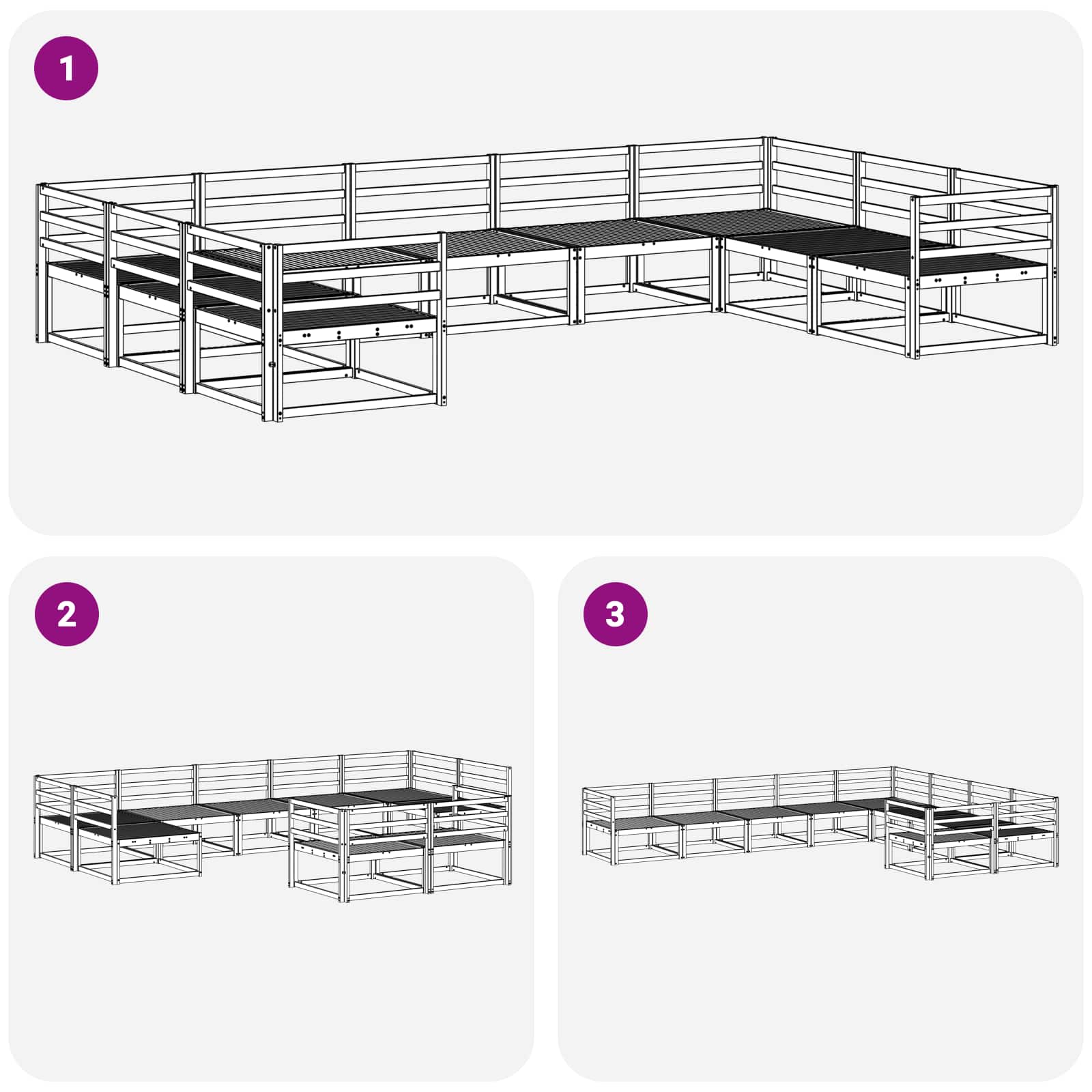vidaXL Zestaw sof na zewnątrz 9 pcs Biały 404 x 245,5 x 73 cm