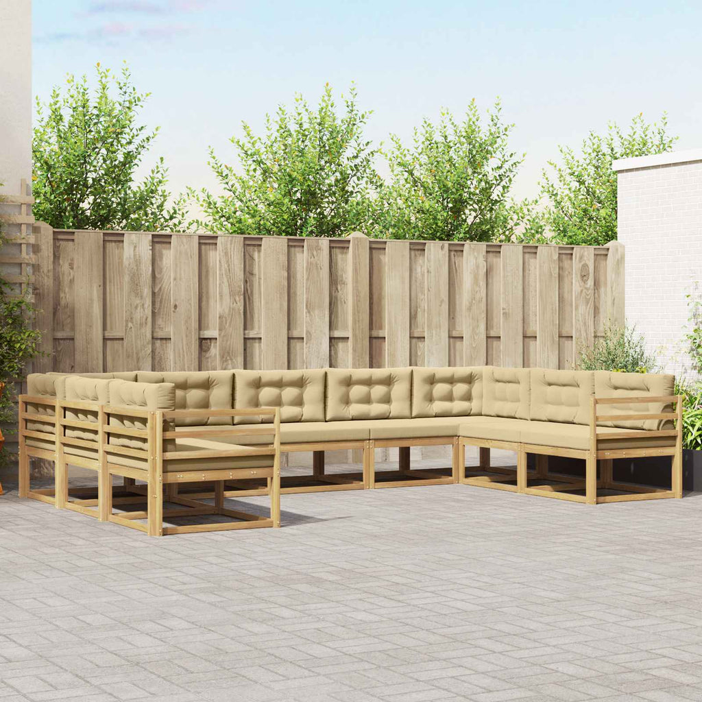 vidaXL Zestaw sof na zewnątrz z poduszką 9 pcs Biały i Beżowy