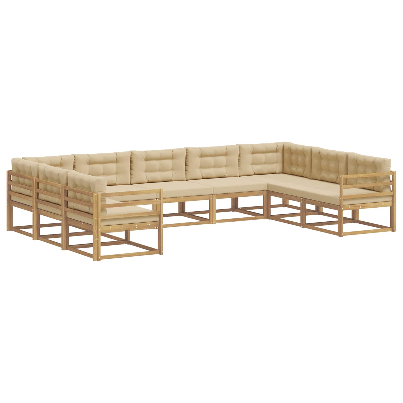 vidaXL Zestaw sof na zewnątrz z poduszką 9 pcs Biały i Beżowy