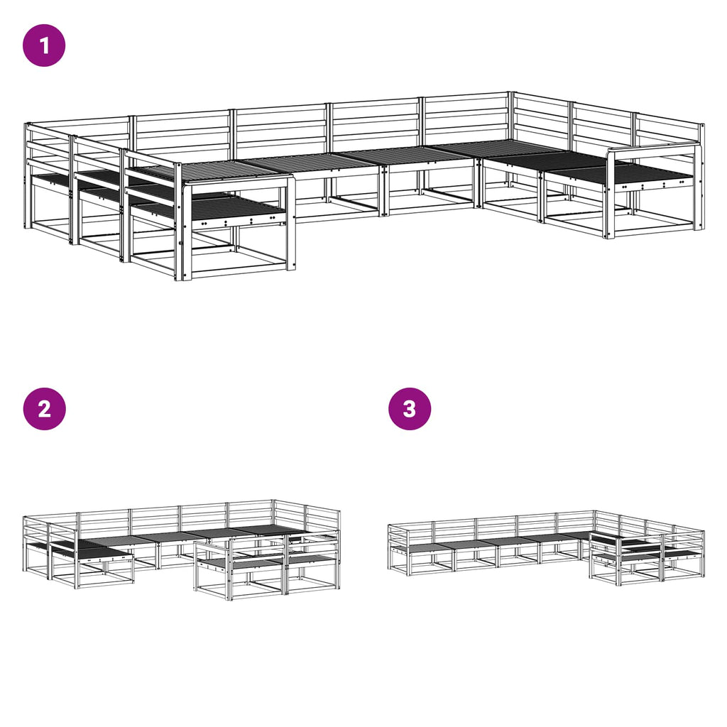 vidaXL Zestaw sof na zewnątrz 9 pcs Biały 404 x 247,5 x 73 cm