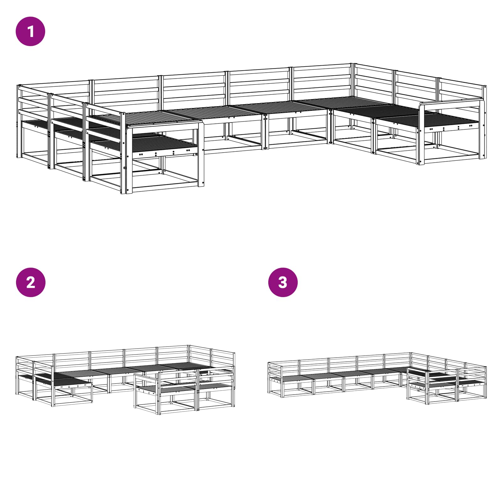 vidaXL Zestaw sof na zewnątrz 9 pcs Biały 404 x 247,5 x 73 cm
