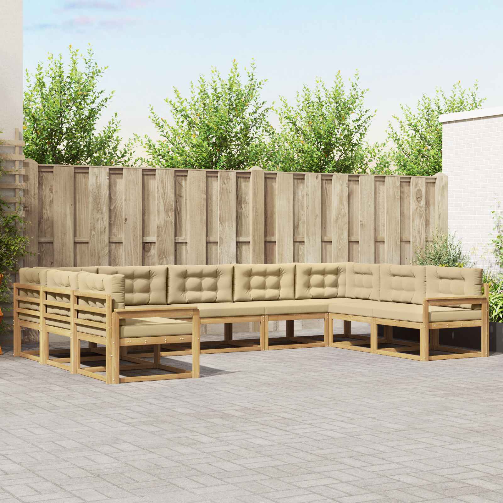 vidaXL Zestaw sof na zewnątrz z poduszką 9 pcs Biały i Beżowy