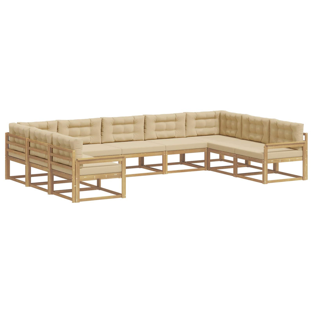 vidaXL Zestaw sof na zewnątrz z poduszką 9 pcs Biały i Beżowy