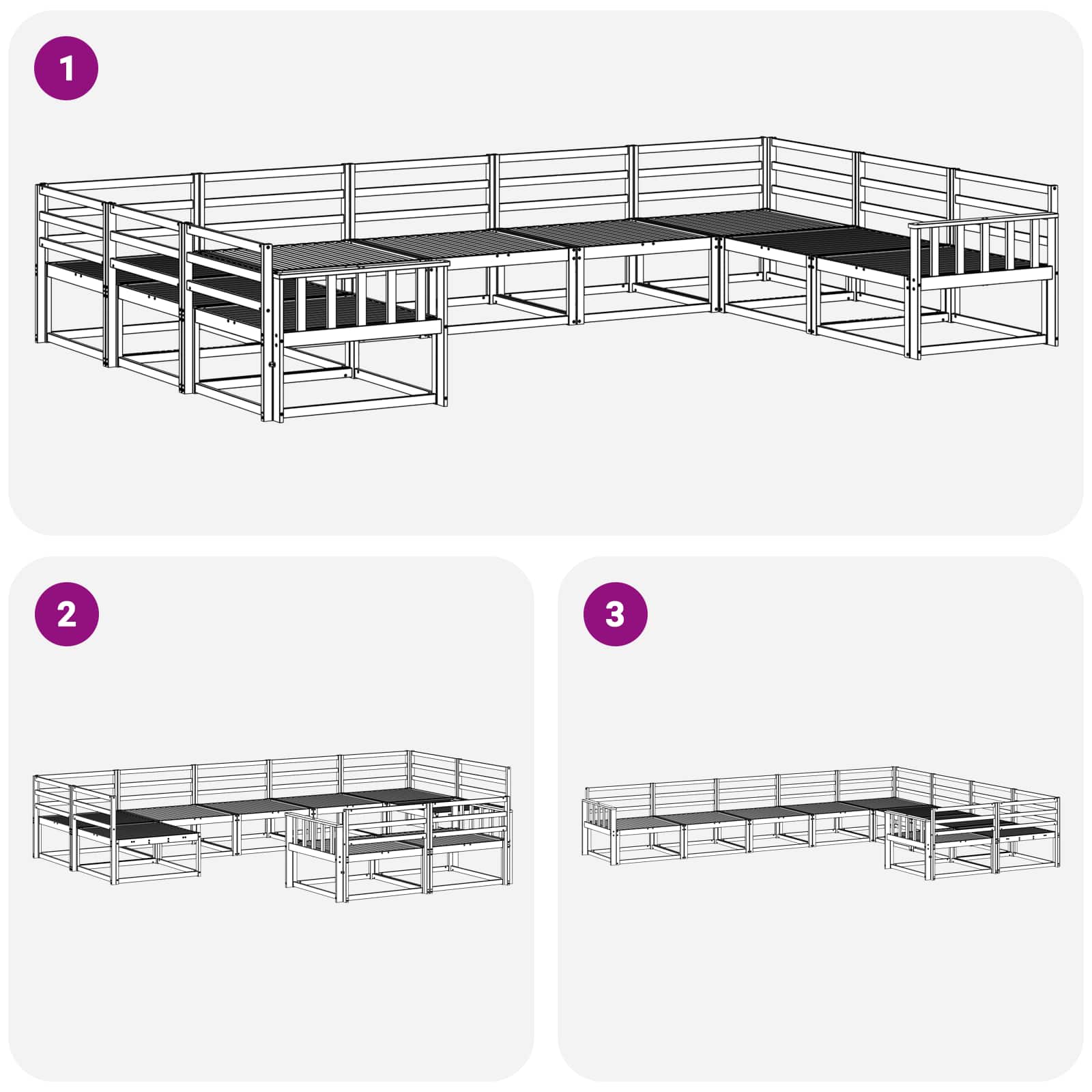 vidaXL Zestaw sof na zewnątrz 9 pcs Biały 404 x 247,5 x 73 cm