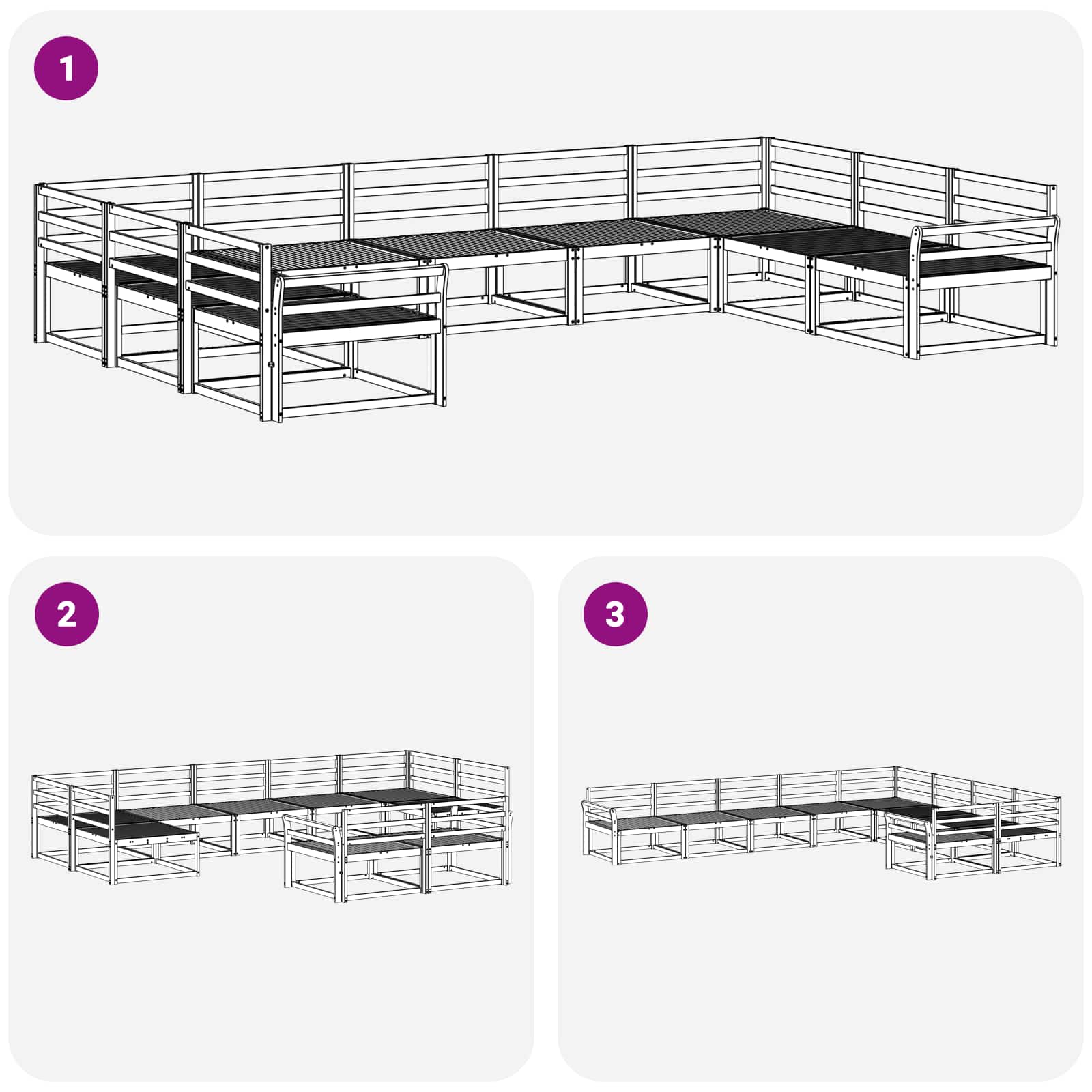 vidaXL Zestaw sof na zewnątrz 9 pcs Biały 404 x 247,5 x 73 cm