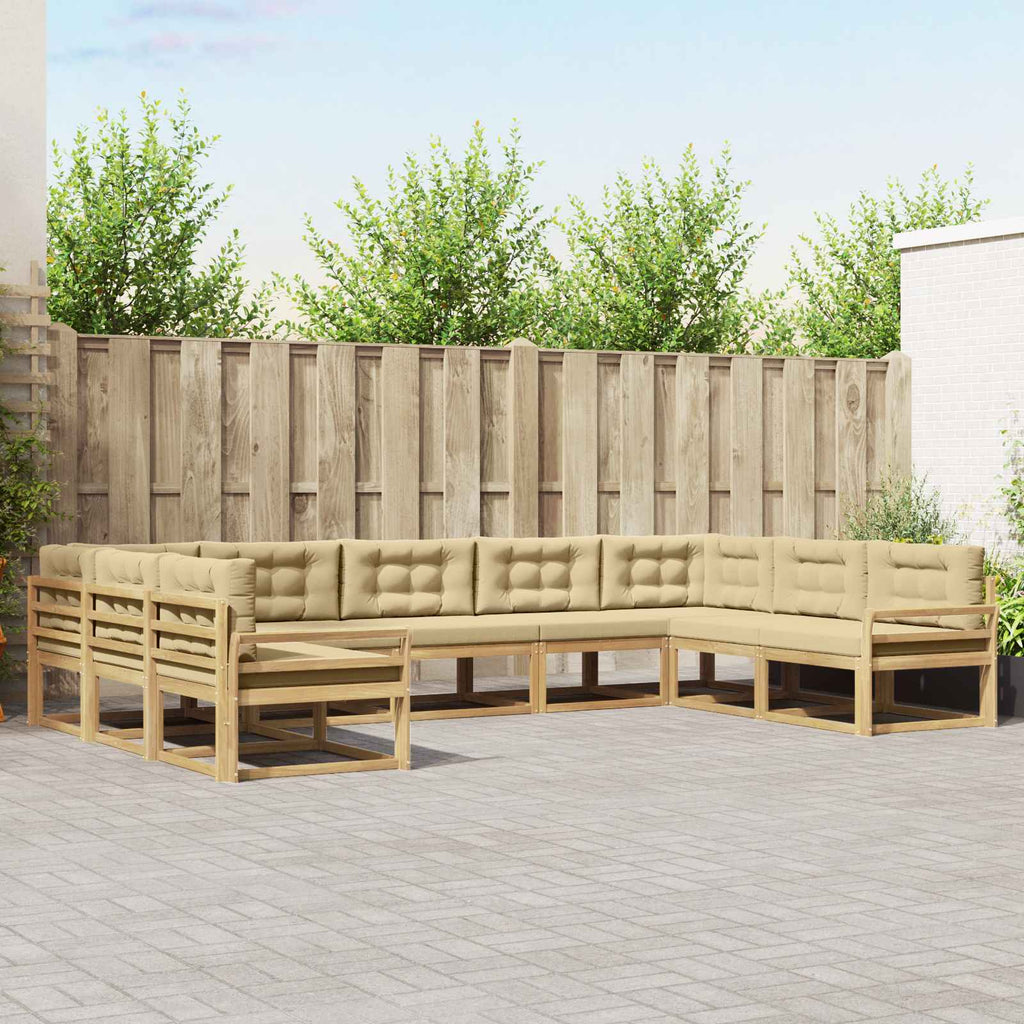 vidaXL Zestaw sof na zewnątrz z poduszką 9 pcs Biały i Beżowy