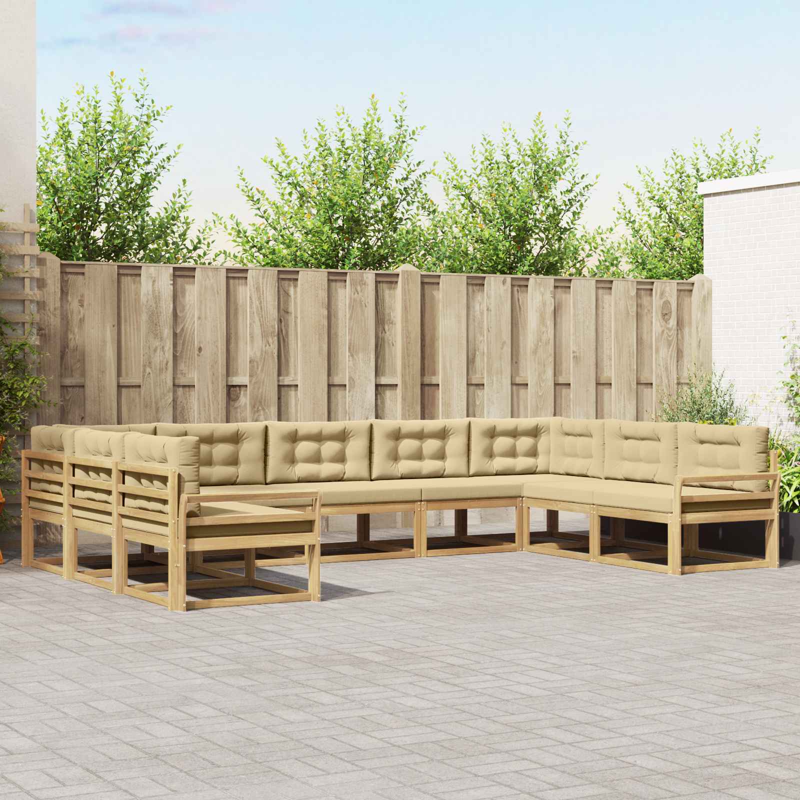 vidaXL Zestaw sof na zewnątrz z poduszką 9 pcs Biały i Beżowy