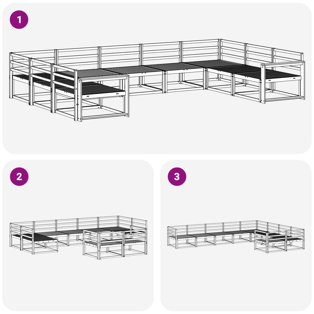 vidaXL Zestaw sof na zewnątrz 9 pcs Biały 404 x 251,5 x 73 cm
