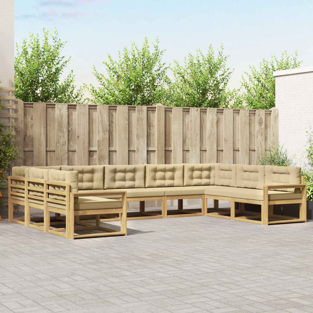 vidaXL Zestaw sof na zewnątrz z poduszką 9 pcs Biały i Beżowy
