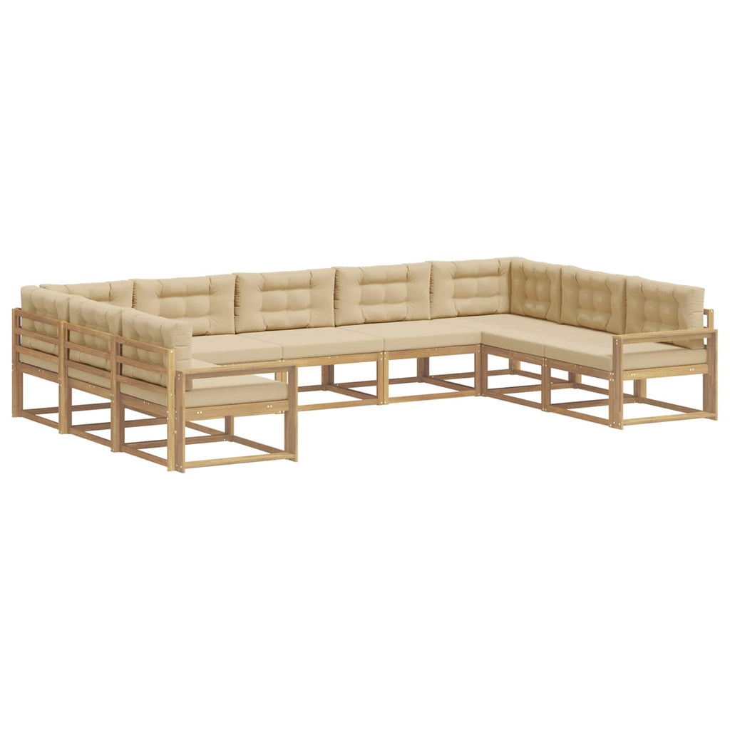 vidaXL Zestaw sof na zewnątrz z poduszką 9 pcs Biały i Beżowy