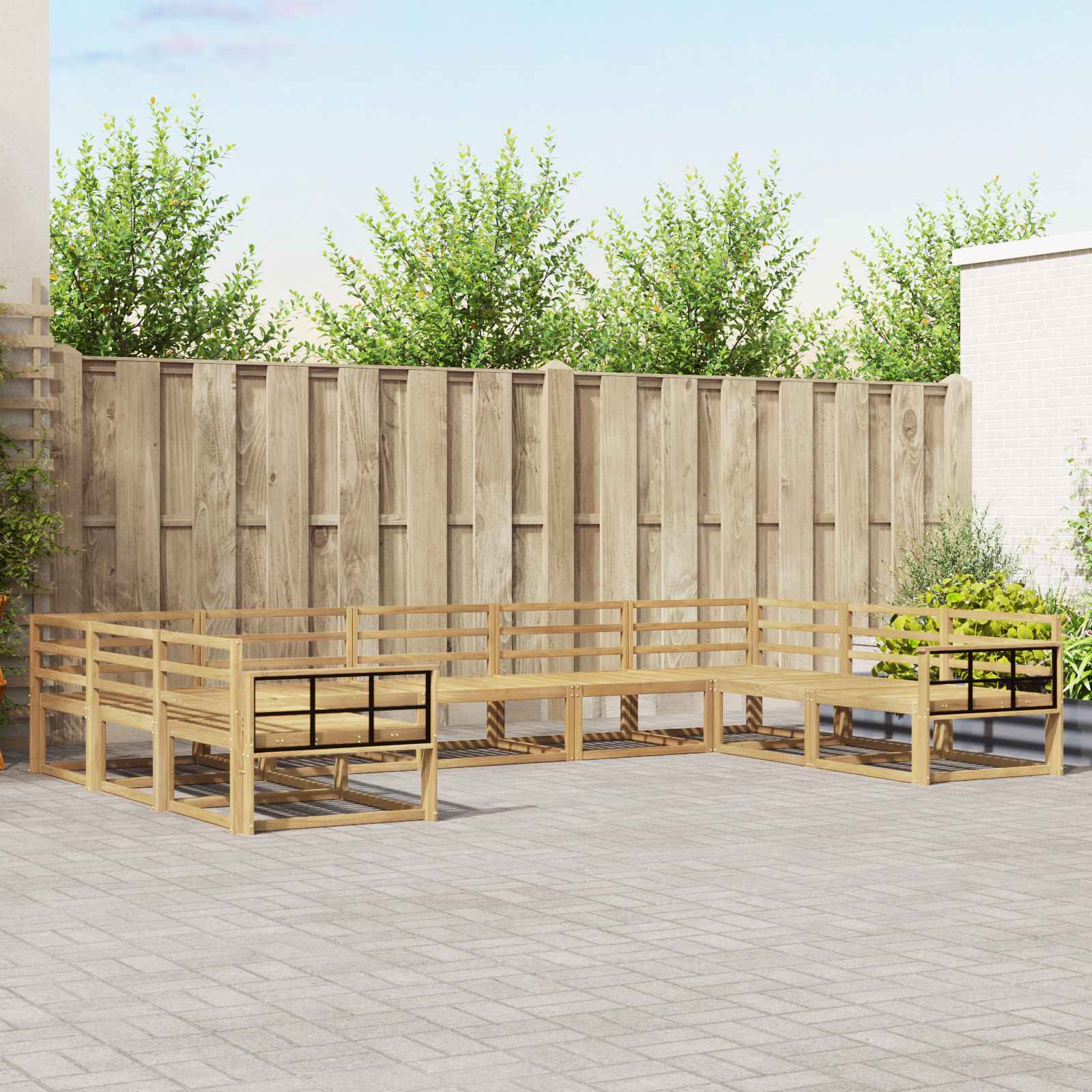 vidaXL Zestaw sof na zewnątrz 9 pcs Biały 404 x 247,5 x 73 cm