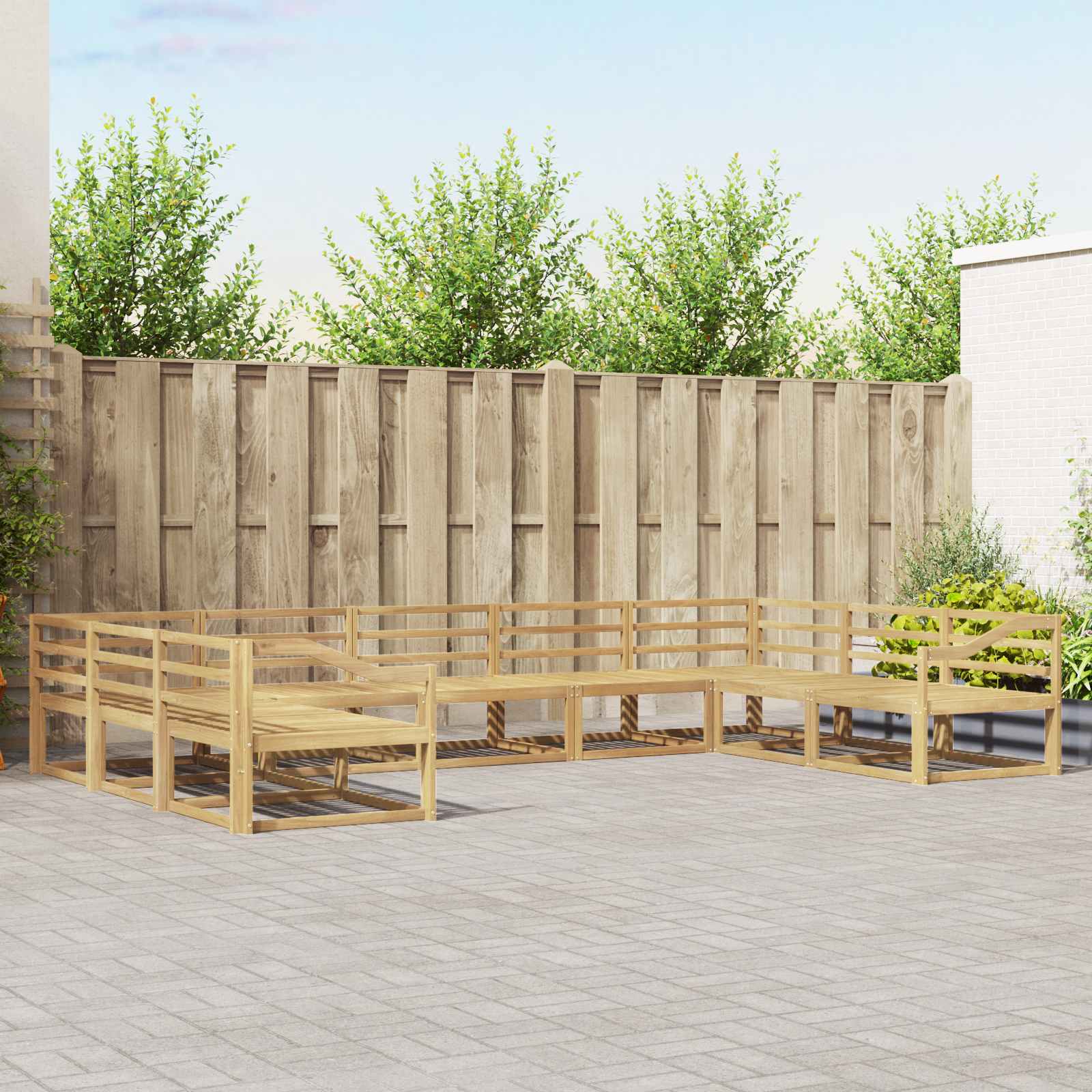 vidaXL Zestaw sof na zewnątrz 9 pcs Biały 404 x 245,5 x 73 cm