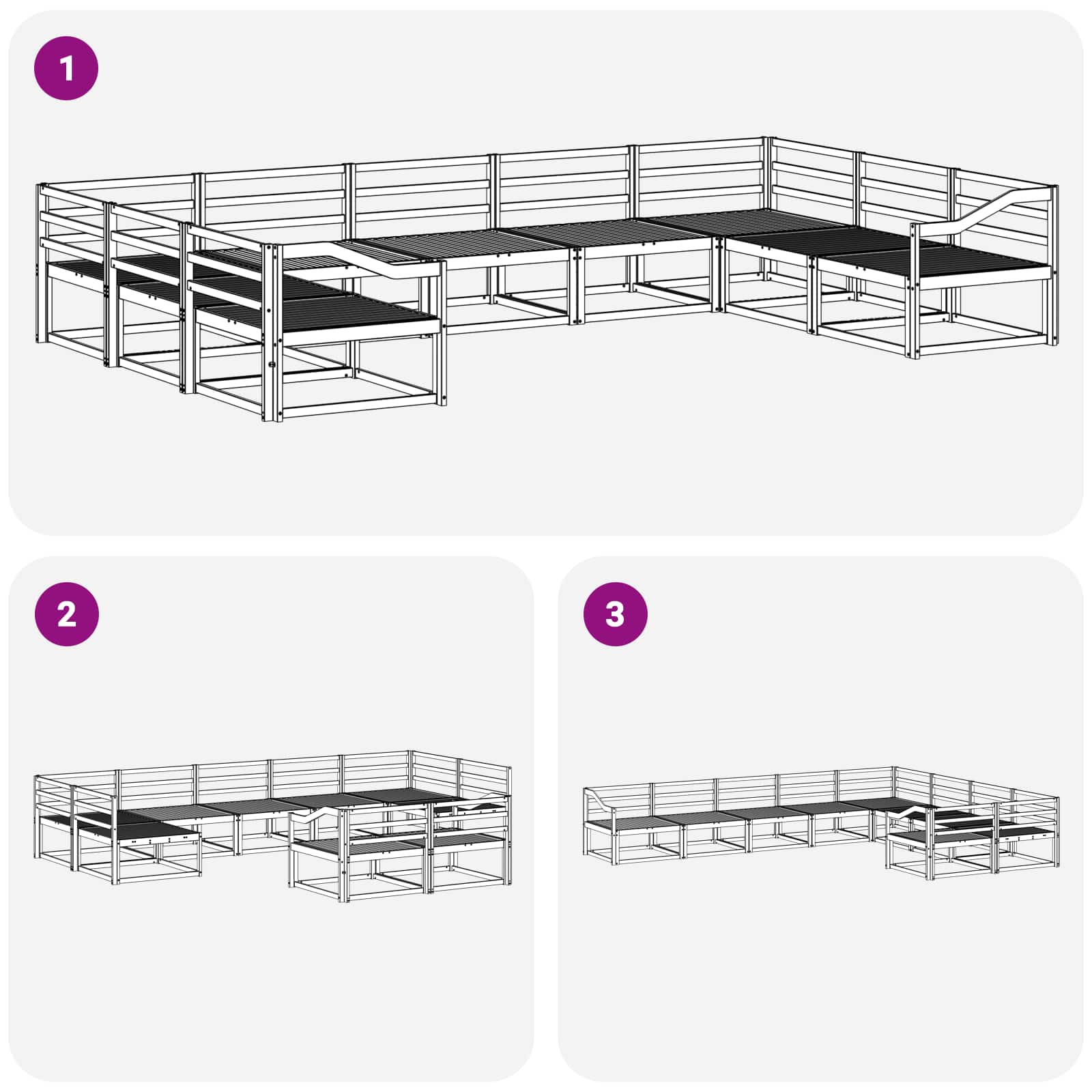vidaXL Zestaw sof na zewnątrz 9 pcs Biały 404 x 245,5 x 73 cm