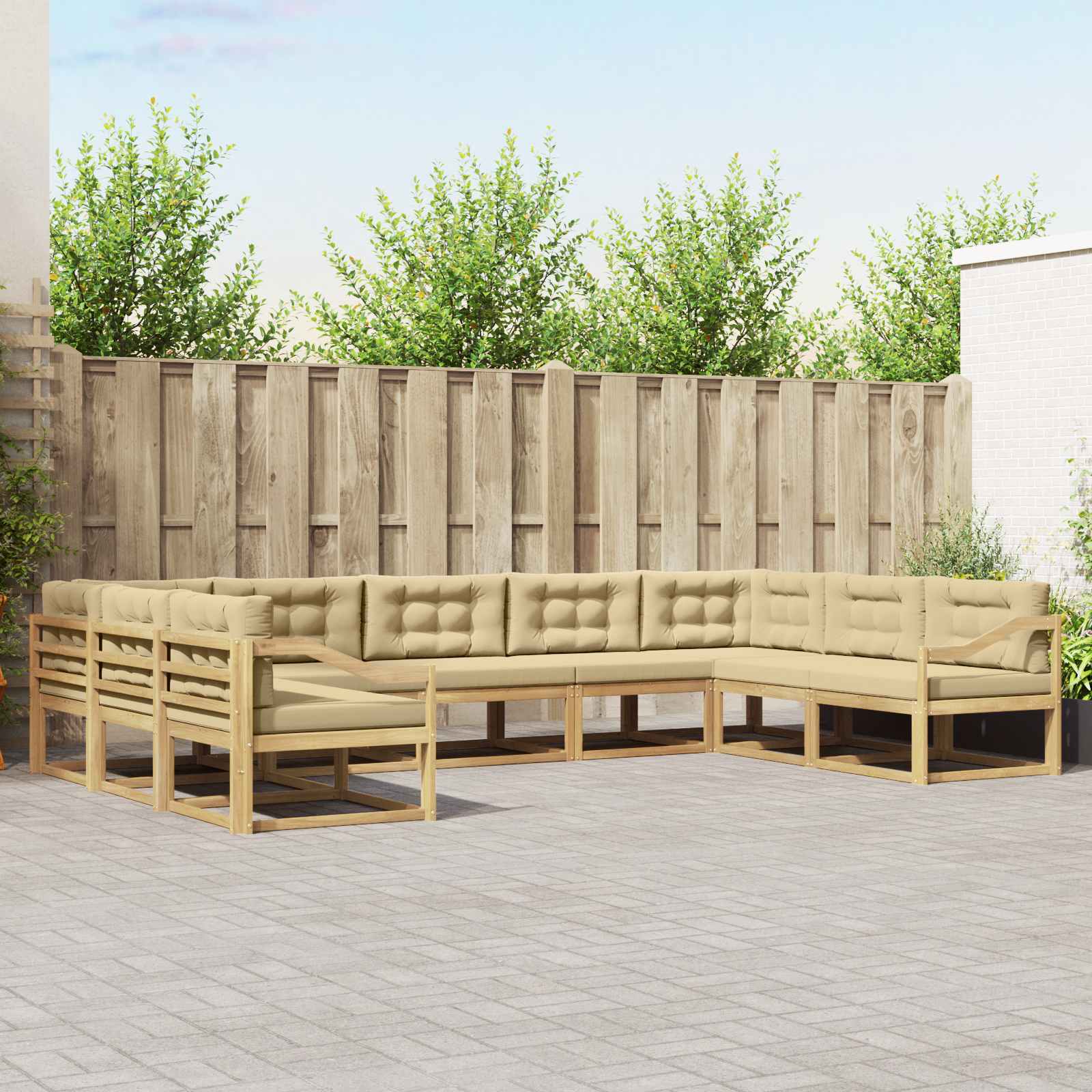 vidaXL Zestaw sof na zewnątrz z poduszką 9 pcs Biały i Beżowy