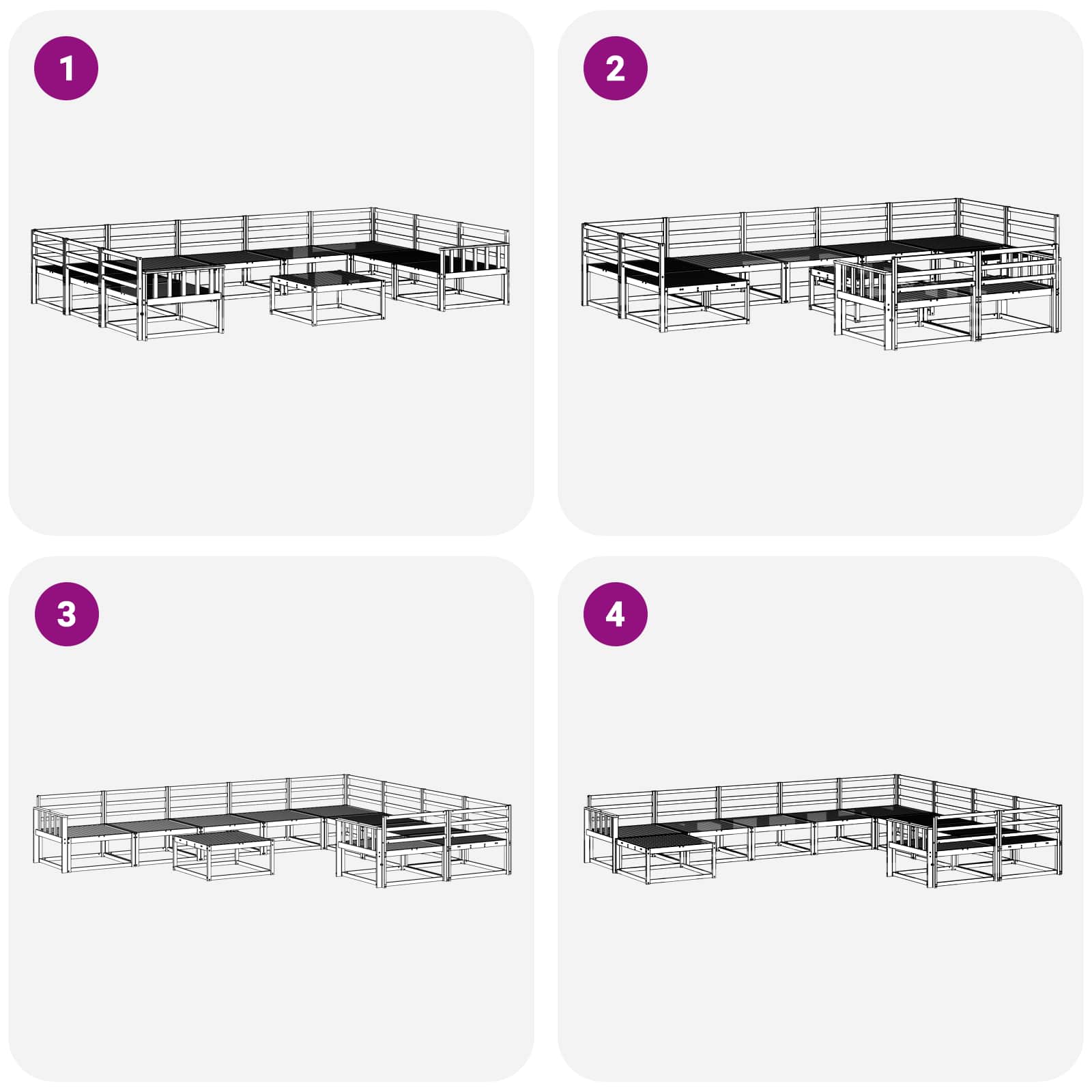 vidaXL Zestaw sof na zewnątrz 10 pcs Biały Lite Drewno Akacji