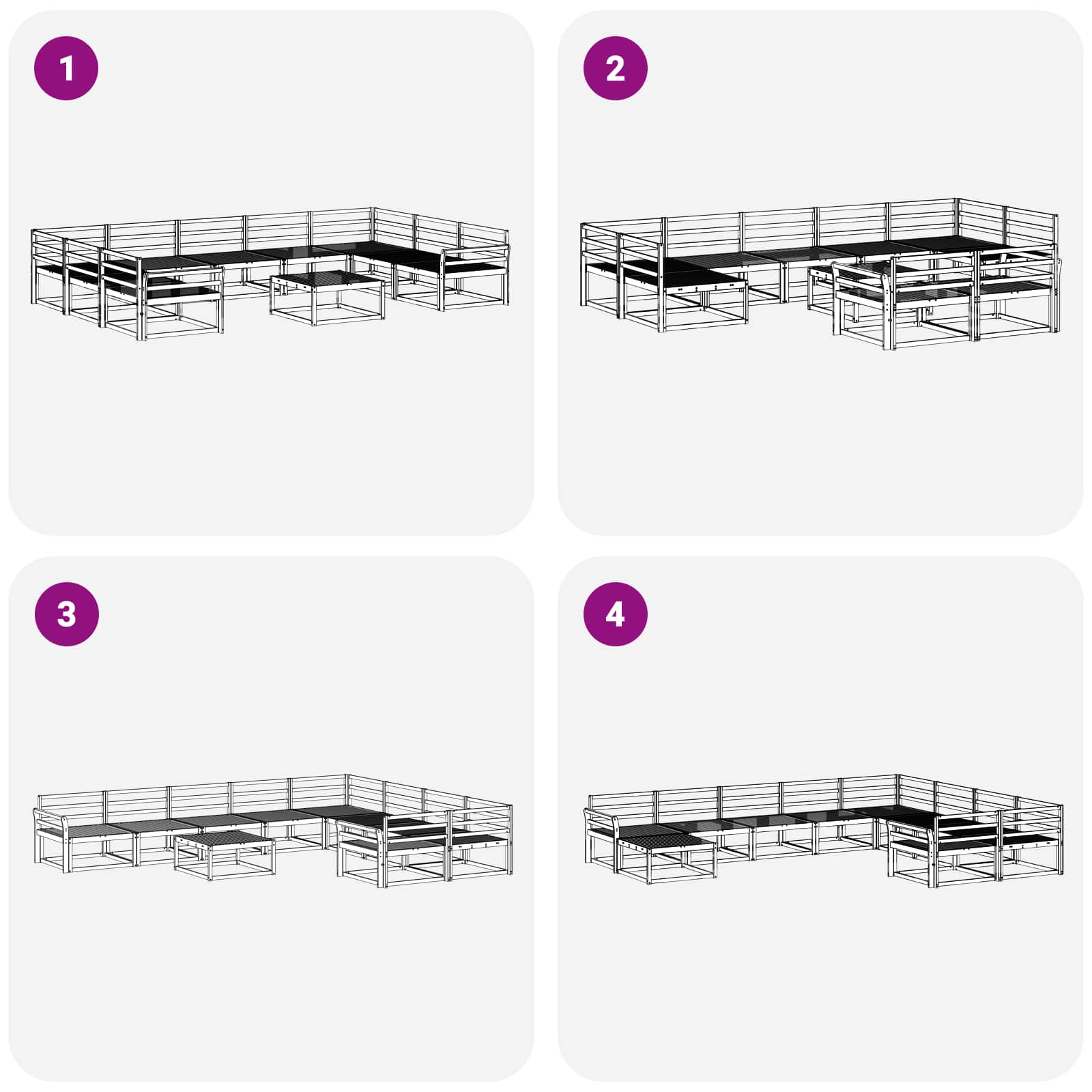 vidaXL Zestaw sof na zewnątrz 10 pcs Biały Lite Drewno Akacji