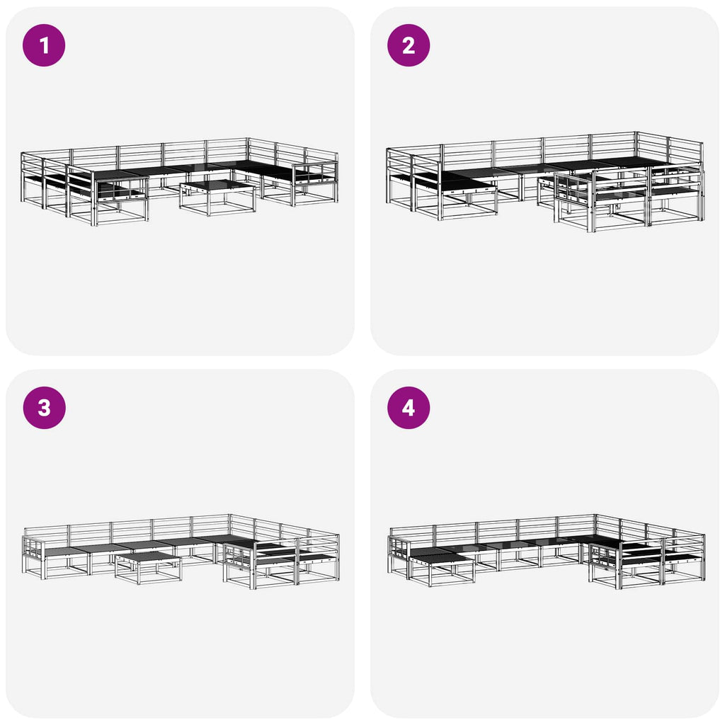 vidaXL Zestaw sof na zewnątrz 10 pcs Biały Lite Drewno Akacji