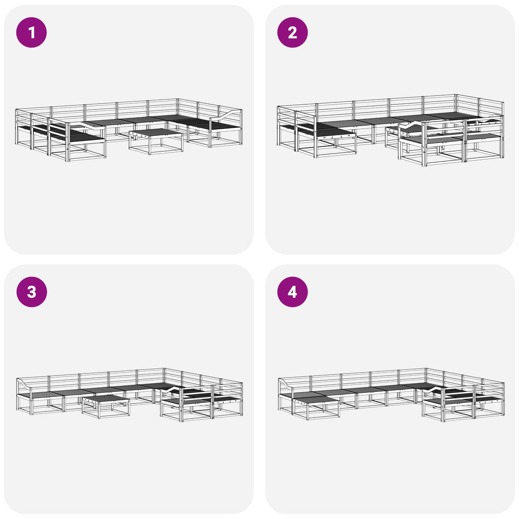 vidaXL Zestaw sof na zewnątrz 10 pcs Biały Lite Drewno Akacji
