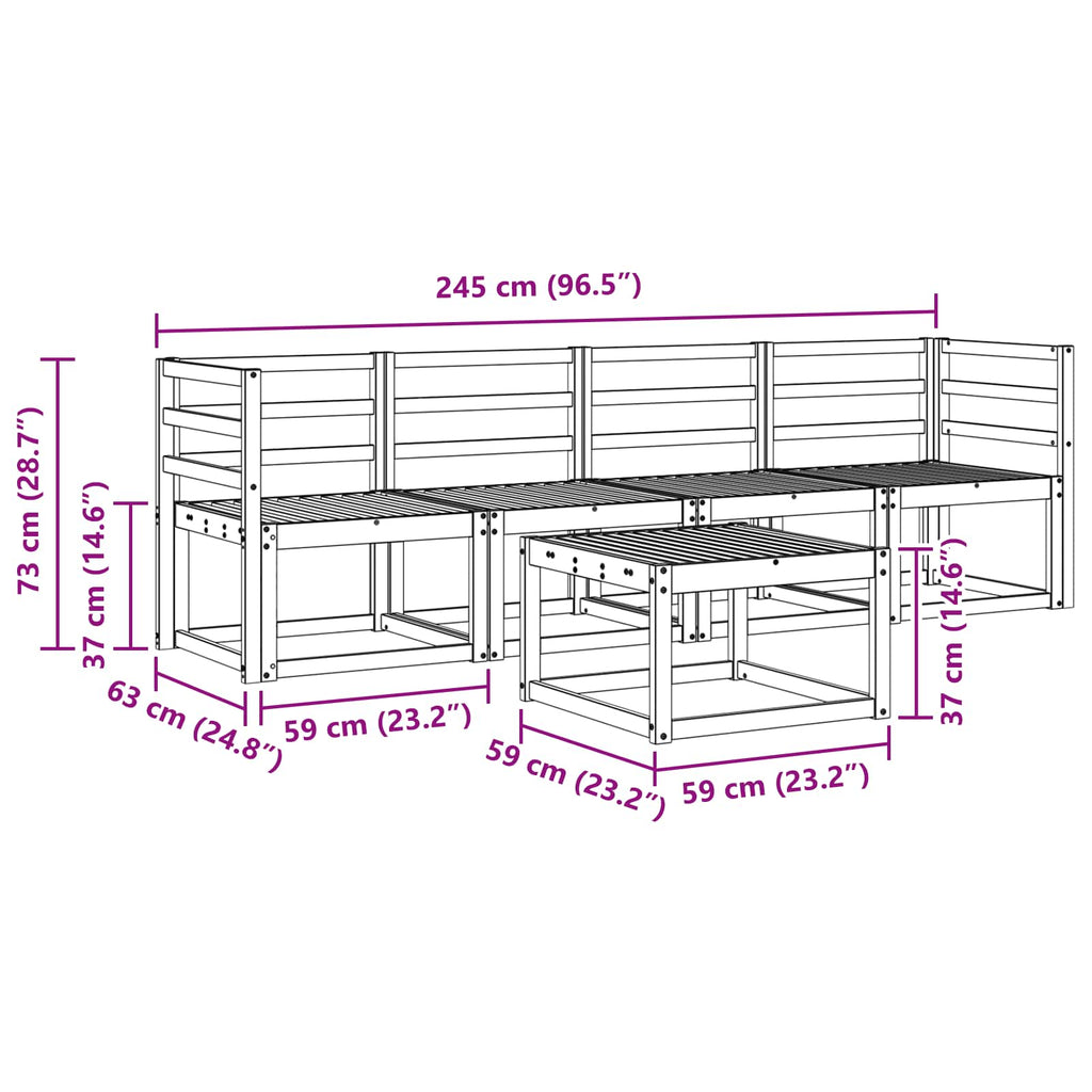 vidaXL Zestaw sof na zewnątrz 5 pcs Biały 59 x 59 x 37 cm