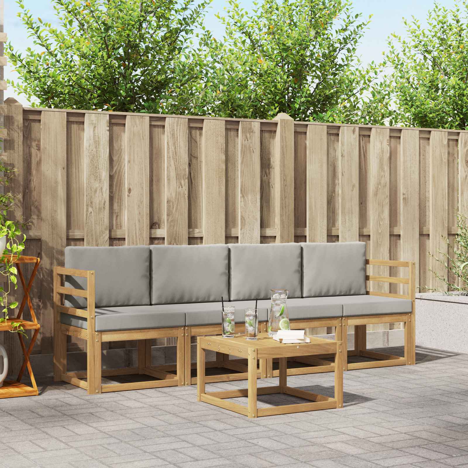 vidaXL Zestaw sof na zewnątrz 5 pcs Biały i jasnoszary 59 x 59 x 37 cm