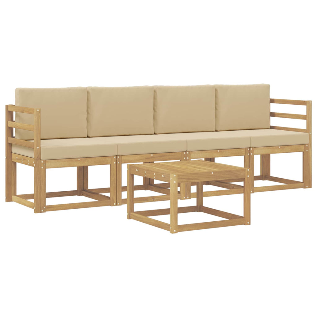 vidaXL Zestaw sof na zewnątrz z poduszką 5 pcs Biały i Beżowy