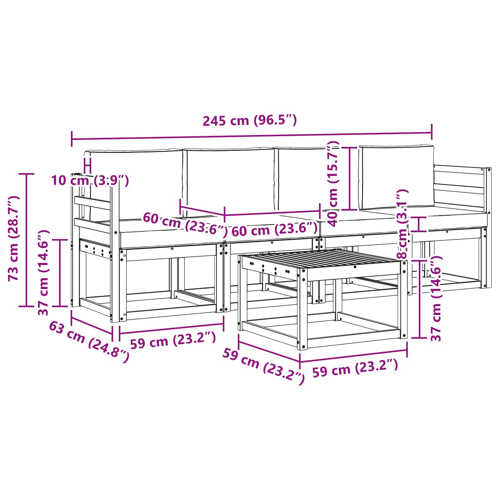 vidaXL Zestaw sof na zewnątrz z poduszką 5 pcs Biały i Beżowy