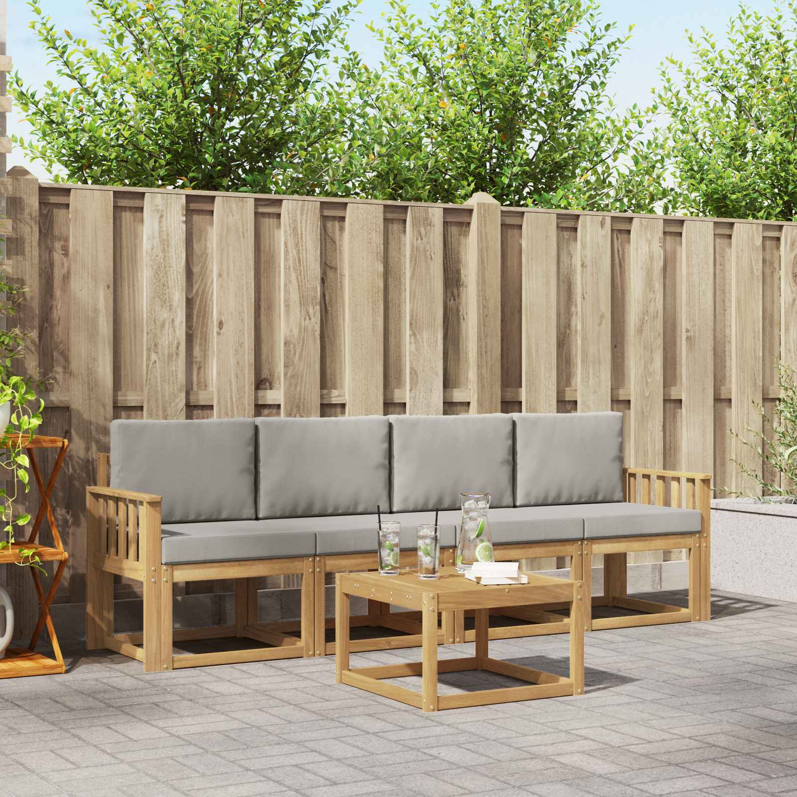 vidaXL Zestaw sof na zewnątrz 5 pcs Biały i jasnoszary 59 x 59 x 37 cm