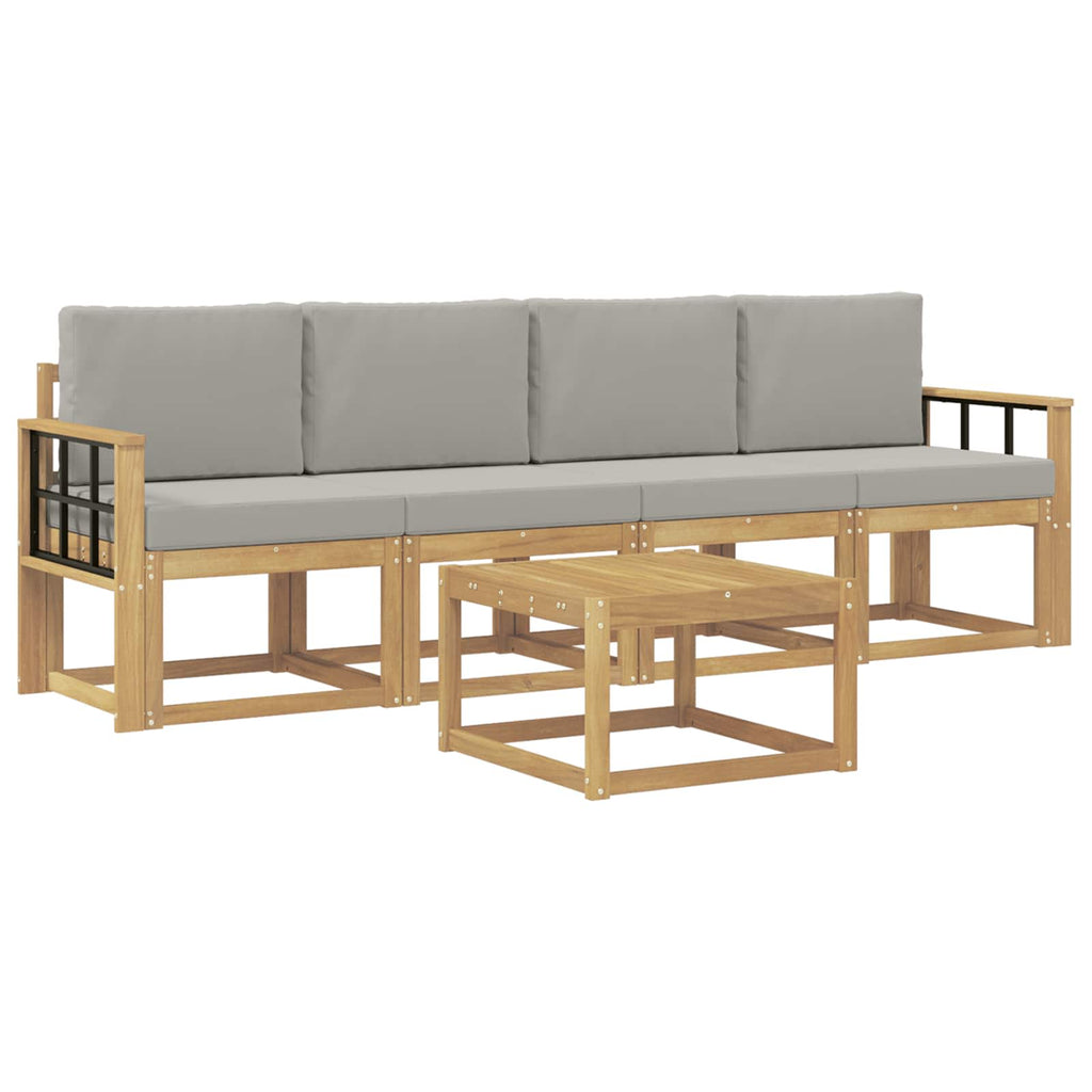 vidaXL Zestaw sof na zewnątrz 5 pcs Biały i jasnoszary 59 x 59 x 37 cm