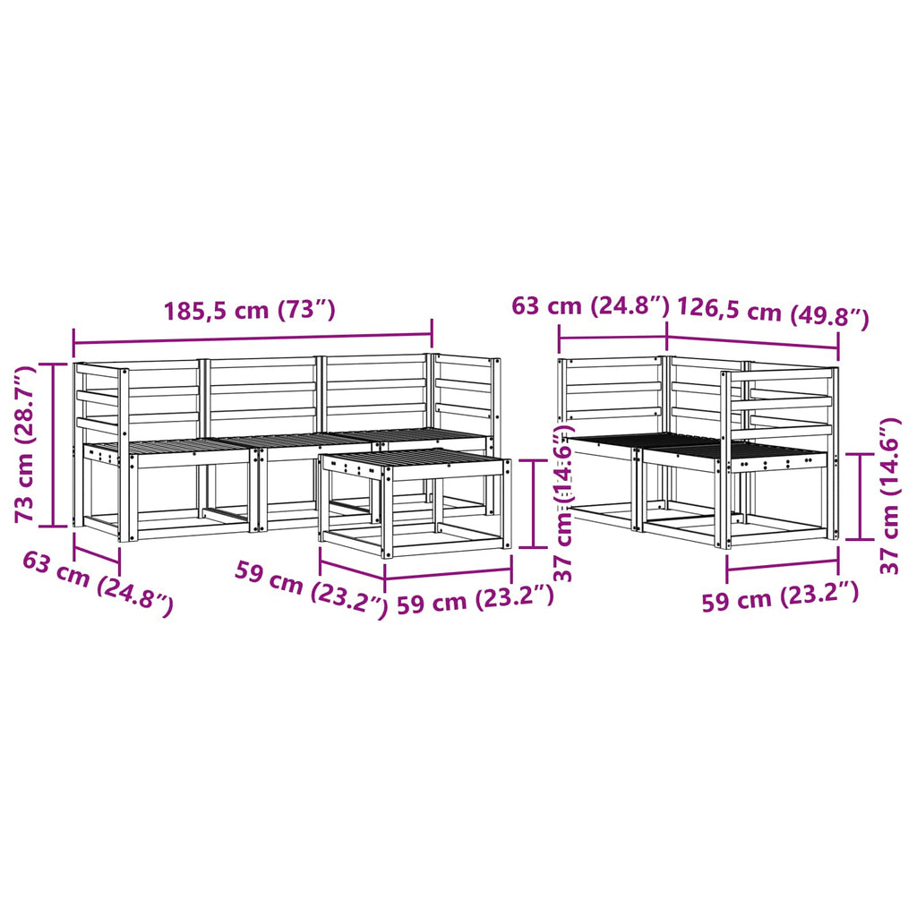 vidaXL Zestaw sof na zewnątrz 6 pcs Biały 59 x 59 x 37 cm