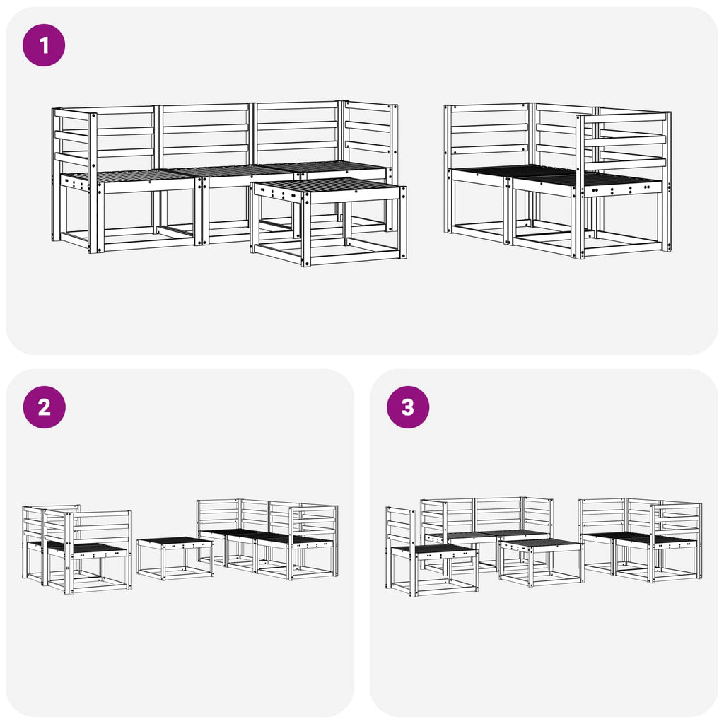 vidaXL Zestaw sof na zewnątrz 6 pcs Biały 59 x 59 x 37 cm